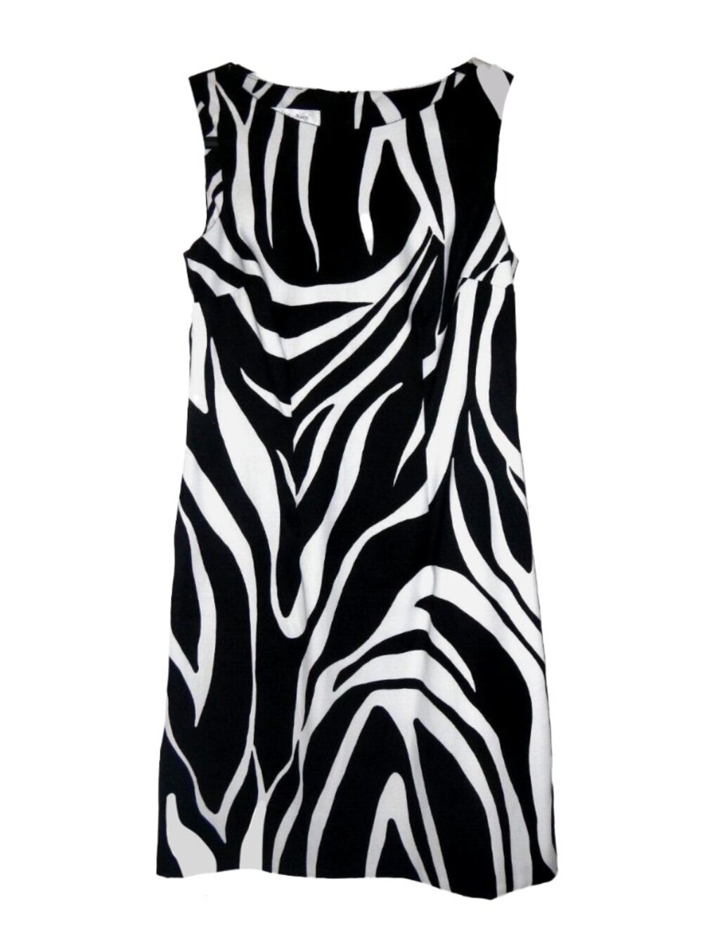 DRESSBARN Black White Sleeveless Round Neck Zebra Dress 16